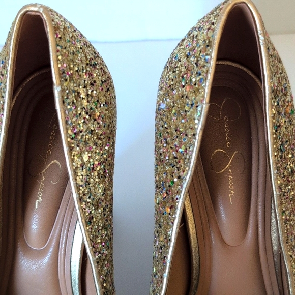 JESSICA SIMPSON Glynis-P Block Heel Sequin Pumps - Picture 7 of 10